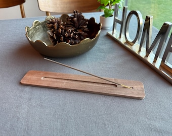 Walnut Incense Holder Tray – Handcrafted Solid Wood – Minimalist Modern Home Décor (with sample incense sticks)