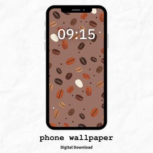 Neutral Cafe Vibes: Coffee Bean Phone Wallpaper, Cozy Aesthetic Lock Screen - Digital Download for iPhone & Android