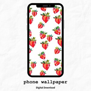 Sweet Strawberry Delight: Trendy Phone Background, Instant Download, 2700x4800 Pixels