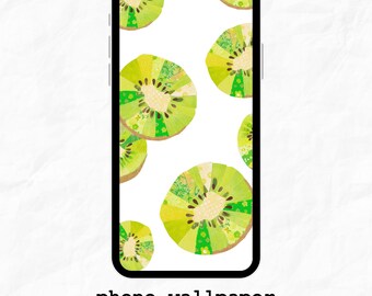 Kiwi Fruit Phone Wallpaper, Cute Aesthetic Green Pattern Lock Screen Background, Digital Download, 2700x4800, iPhone Android Mobile wallart