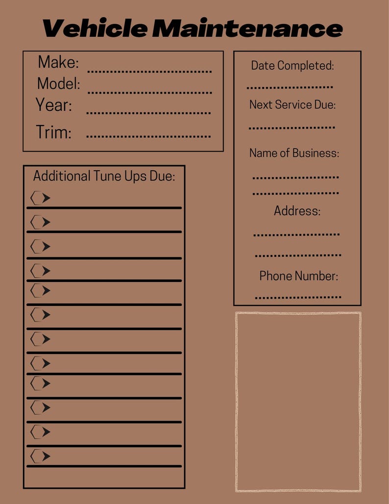 Vehicle Maintenance | Task Tracker Template | to Do List | Organize and ...