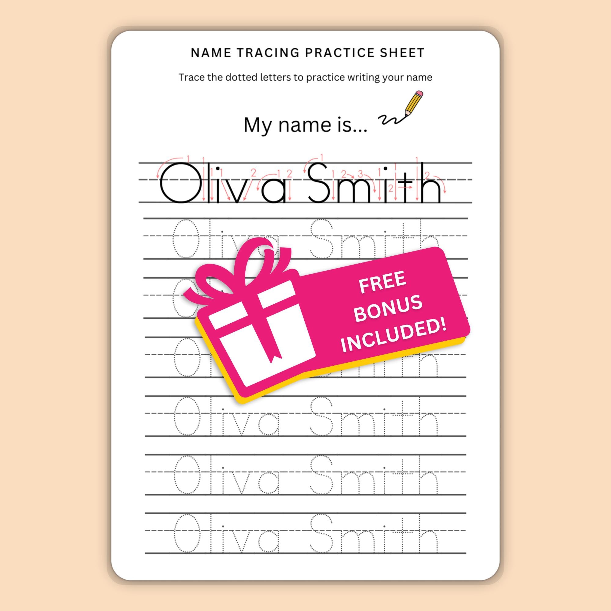 Pre-K Custom Name Tracing Worksheet Personalized Kids Practice Printable Homeschool Writing Sheet for Preschool and Edit Kindergarten Pages