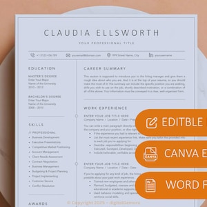 ATS Friendly Resume Template Word Pages ATS Resume ATS Cv Resume Template Minimalist Resume Simple Resume Basic Resume
