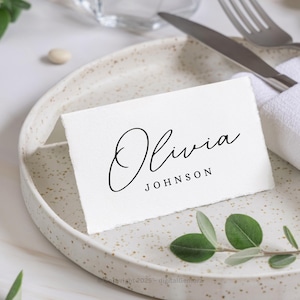 Minimalist Place Card TEMPLATE Flat and Foldable Table Name Card Printable Wedding Guest Tag Dinner Party Seating Card Canva Template