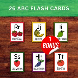26 ABC Flash Cards Educational Cards A-Z Cards Learn ABCs Alphabet Flashcards Kids Colors Alphabet Montessori Cards Digital Download