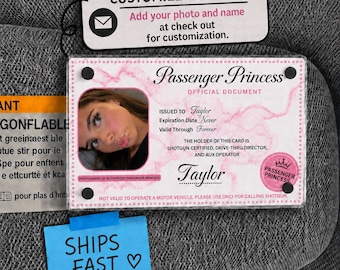 Kundenspezifische passagier Prinzessin Karte | Autozubehör | Auto-Dekor-Geschenk für Ehemann | Freundin Foto für Visier