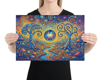 Entangled Grove – Psychedelic Forest Mindscape | Unframed Art Print (Infinite Loop Collection)