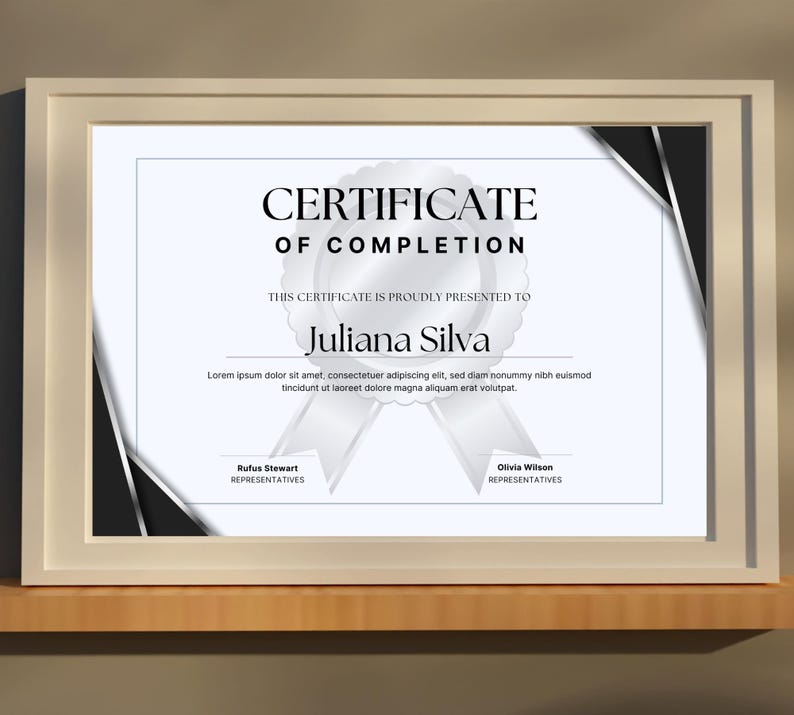 Certificate of Completion, Editable Completion Certificate, Digital ...