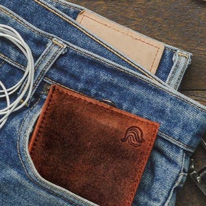 Cartera de cuero para hombre - Cartera delgada marrón con bloqueo RFID, billetera inteligente plegable con tarjetero, compatible con AirTag, billetera unisex.
