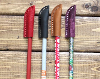 Tapas de cuero para lápices: Adornos coloridos para lápices, Regalo para bolsas de obsequios