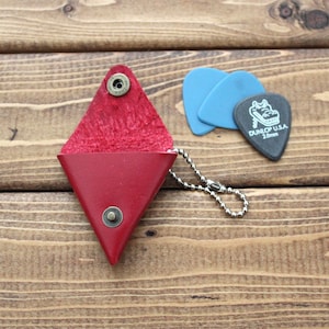 Guitar Pick Leather Case in RED