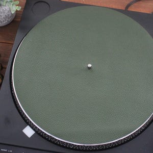 OLIVE GREEN Turntable Mat, Leather Turntable Slip Mat, Leather Platter Mat, Leather turntable Mat