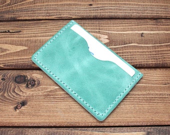 Personalized Card Case, Mint Green Slim Wallet, Card Holder, Minimalist Wallet, Wedding gifts