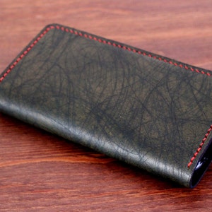Estuche de cuero verde oscuro rayado ÚNICO y RARA para iPhone 16, 16 Pro, 16 Pro Max, 16 Plus y todas las demás series de iPhone Billetera