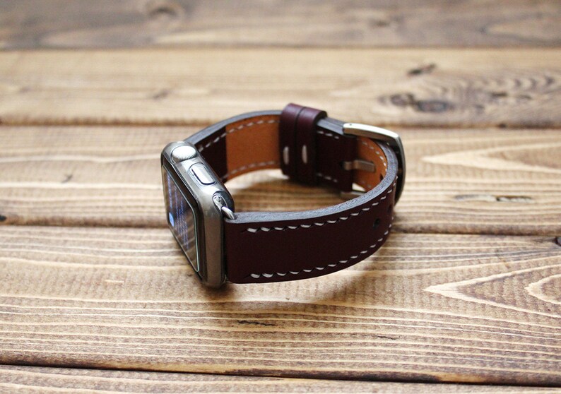 Apple Watch Band in Baseball Glove BURGUNDY Leather Apple Etsy Canada