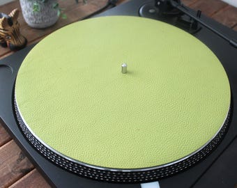 ターコイズブルーレザーターンテーブルマット：フルグレインビニール