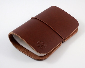 PERSONALIZED Leather Credit Card Organizer / Holder with clear plastic windows in Vegetable Tanned MILK CHOCOLATE