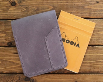 Rhodia Notepad Cover Hand Stitched Leather Journal Holder in Italian Full Grain Baby Purple Leather (Free Personalization)