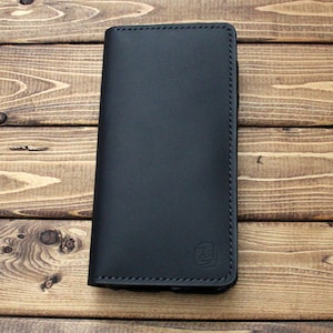 Matte Black Leather Wallet for Android phones, galaxy S23, S23 Plus, S23 Ultra Pixel 7 pro, Pixel 6