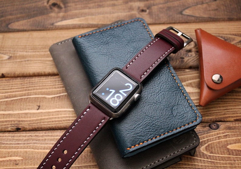 Apple Watch Band in Baseball Glove BURGUNDY Leather Apple Etsy Canada