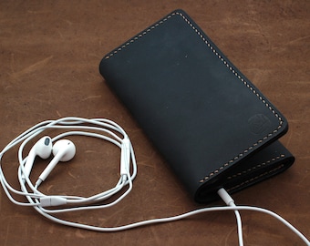 STONED Oil Black Leather Sleeve Wallet for iPhone 16, 16 Pro, 16 Pro Max, 16 Plus and all other iPhone series