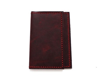 Minimalist Slim Leather Wallet Cash Half Folded Wallet in Full Grain Italian Leather, Perfect Gift for men, Groomsmen (Free Personalization)