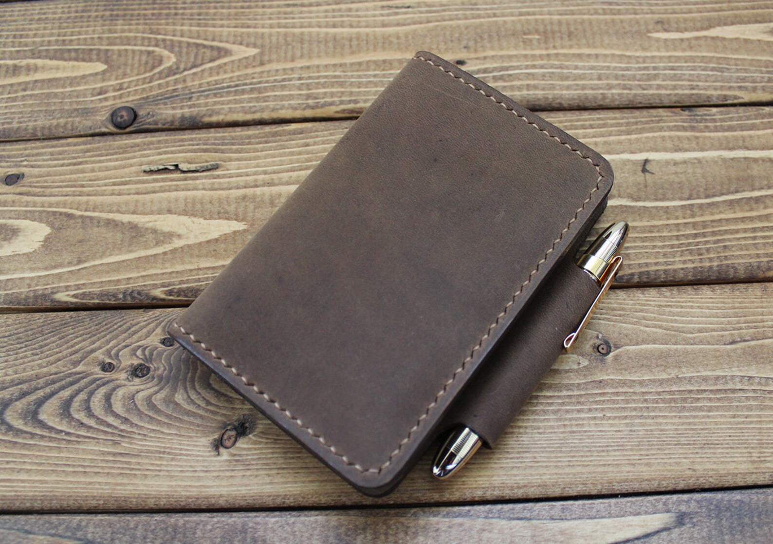 Extra Small Notebook Wallet With a Pen Loop in Rustic Etsy