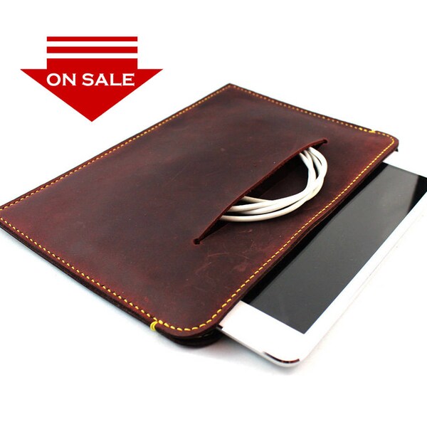 ON SALE : Hand Stitched iPad/ iPad Air Leather Sleeve Case in Rich Burgundy