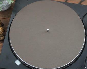 ターコイズブルーレザーターンテーブルマット：フルグレインビニール
