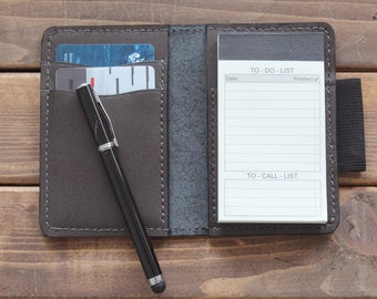 Extra Small To-Do-List Notepad in Hand Stitched Leather Cover