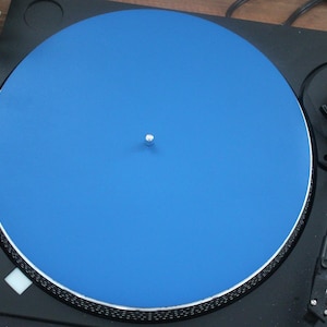 Tapis pour platine vinyle en cuir bleu : tapis protecteur pour disques vinyles