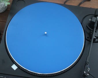 ターンテーブルマット ターコイズブルーレザーターンテーブルマット：フルグレインビニール