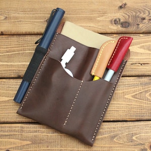 Porte-ordinateur portable en cuir personnalisé, organiseur EDC pour un transport quotidien, couverture de journal personnalisable, porte-ordinateur portable en cuir durable
