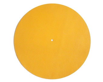 YELLOW Leather Turntable Mat, Leather Turntable Slip Mat, Leather Platter Mat