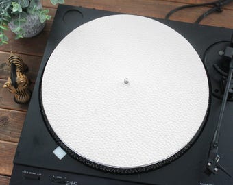ターコイズブルーレザーターンテーブルマット：フルグレインビニール