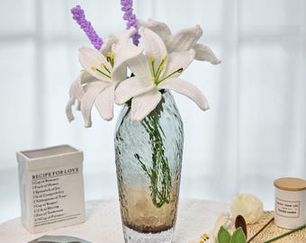 Handmade Crochet Lily and Lavender Bouquet, Floral Gift (No Vase)
