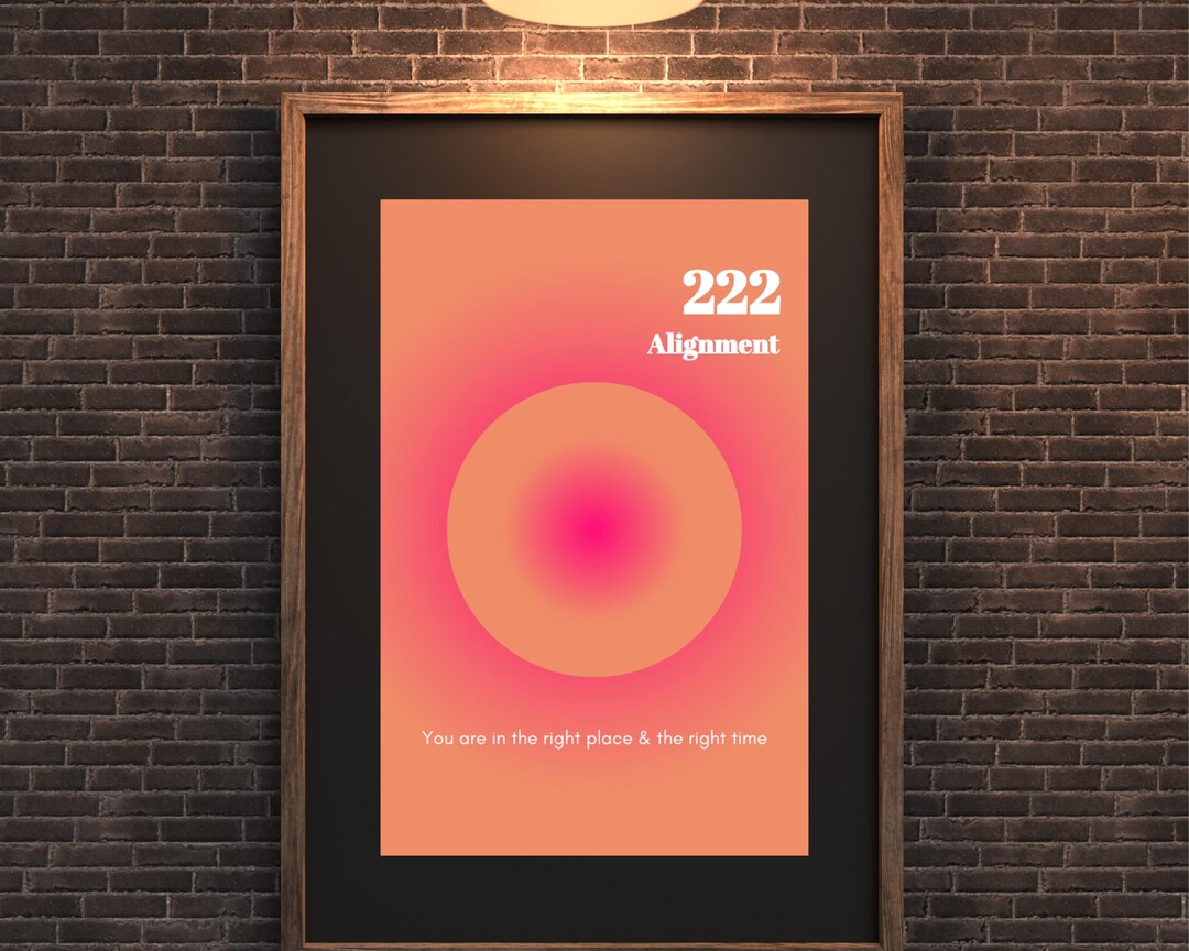 222 Angel Number Wall Art | Alignment Spiritual Quote | Bright Orange ...