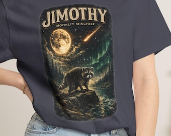 Jimothy Shirt, Moonlit Raccoon Aurora Comfort Colors Tee, Cosmic Seattle Wildlife Graphic