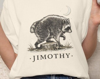 Jimothy Shirt, Minimal Raccoon Comfort Colors Tee, Cute Seattle Woodland Animal Gift