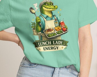 Lunch Lady Shirt, Comfort Colors Cute Crocodile Tee, Lunch Lady Energy, School Cafeteria Staff Gift
