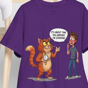 Sarkastischer Katzen-Cartoon - "Es ist an der Zeit!" - Lustige digitale Haustierkunst