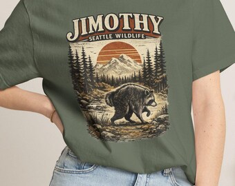 Jimothy Shirt, Pacific Northwest Raccoon Comfort Colors Tee, Retro Seattle Wildlife Gift