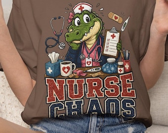 School Nurse Shirt, Funny Nurse Chaos Crocodile Tee, Back to School Staff Gift, Health Office Top