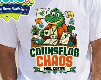 Personalized School Counselor Shirt, Custom Name Counselor Gift, Guidance Counselor Chaos Tee, Back to School Staff Top
