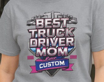 Personalisiertes Truck Driver Mom Shirt – Retro Neon Trucker T-Shirt mit Namen, individuelles Geschenk für Frauen im Trucker-Leben