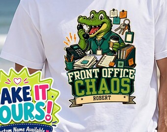 Personalized Front Office Staff Shirt, Custom Name School Secretary Gift, Office Chaos Crocodile Tee, Back to School