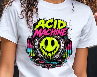 Acid Techno Shirt, Rave Frequency Tee, Neon Electronic Music Rave Shirt, Festival Gift for Techno Fans