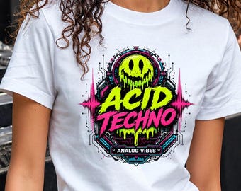 Acid Techno Shirt, Analog Vibes Tee, Neon 303 Synth Rave Shirt, Electronic Music Festival Gift
