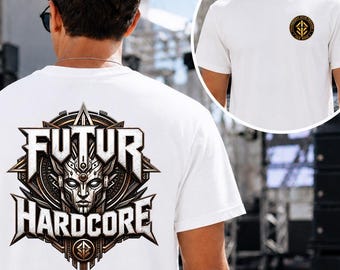 Hardcore Shirt With Back Print, Futur Hardcore Cyber Rave Tee, Front Logo Hard Techno Festival Gift