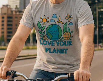 Solarpunk Love Your Planet Shirt – Eco-Friendly Earth Day Tee for Climate Activists
